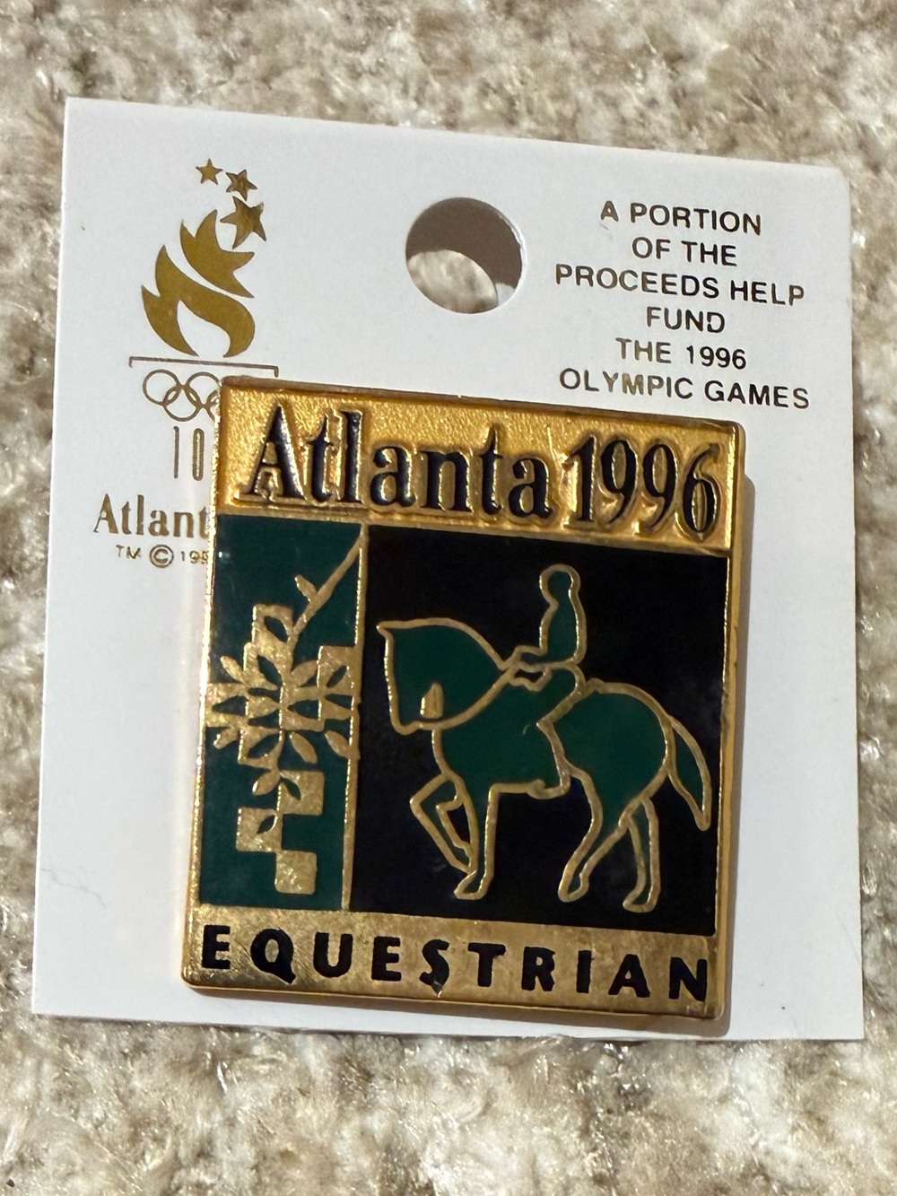 Vtg Atlanta 1996 Olympic Games Equestrian Lapel Pin - Official Licensed Product